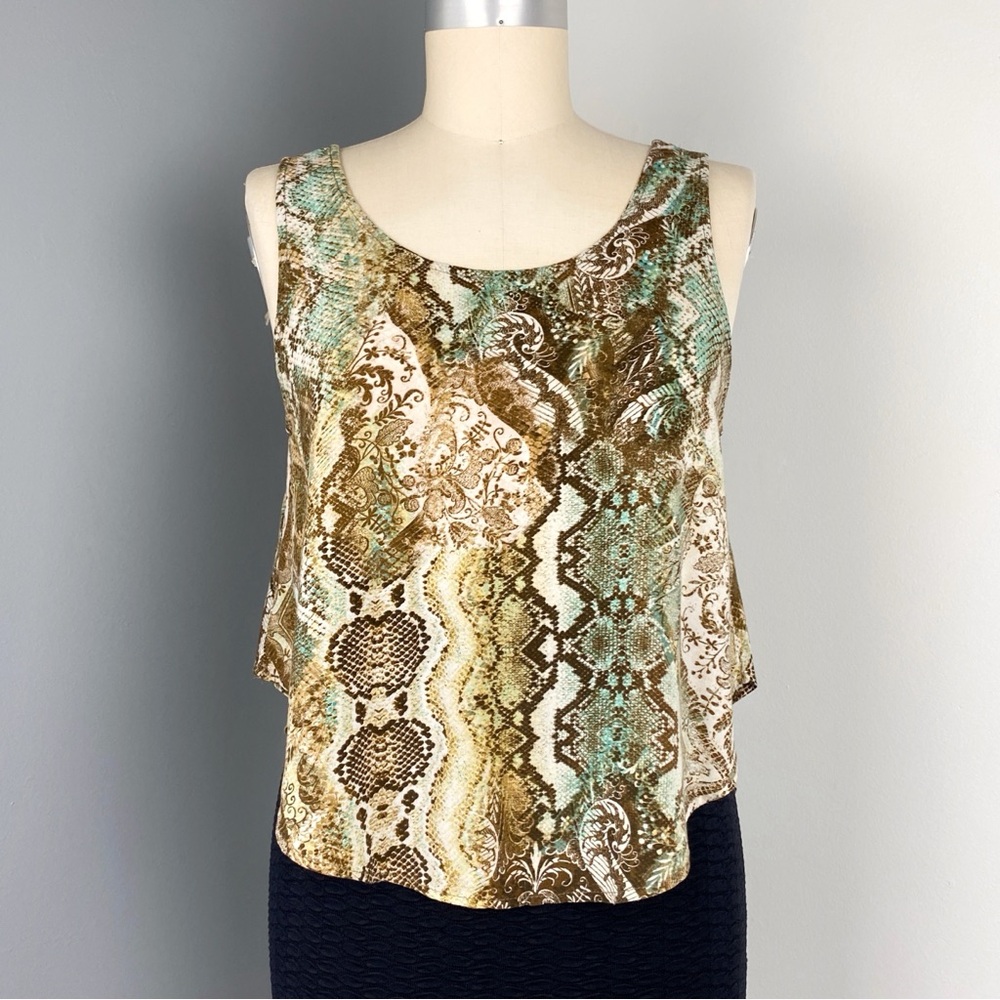 Lani California Women's Snake Print Sleeveless Top Tan Size S
